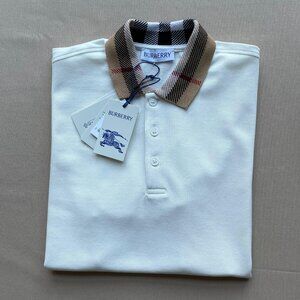 Burberry Men's New Casual White Color Polo Shirt Small Size